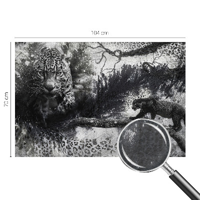 Fotovæg soveværelse med abstrakte leopardmotiver