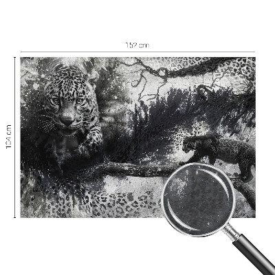 Fotovæg soveværelse med abstrakte leopardmotiver