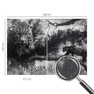 Fotovæg soveværelse med abstrakte leopardmotiver