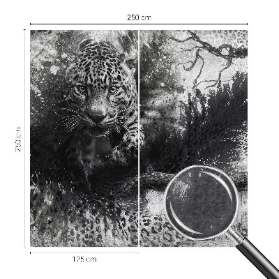 Fotovæg soveværelse med abstrakte leopardmotiver
