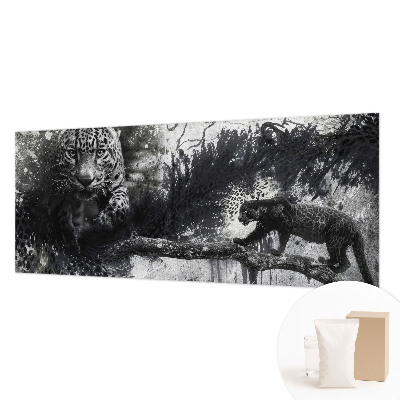 Fotovæg soveværelse med abstrakte leopardmotiver