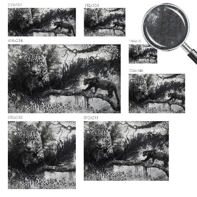 Fotovæg soveværelse med abstrakte leopardmotiver