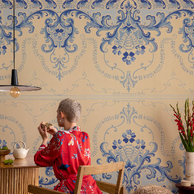 Fototapet på mål Blå ornamenter