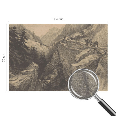 Modern fototapet med et malerisk motiv af bjerge