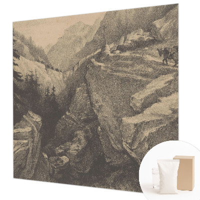 Modern fototapet med et malerisk motiv af bjerge