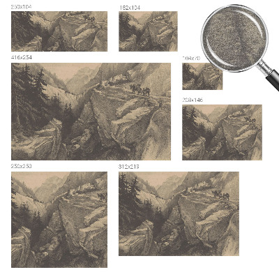 Modern fototapet med et malerisk motiv af bjerge