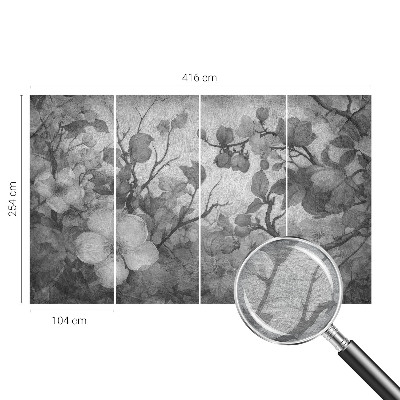 Fotovæg med motiv af en blomstergren