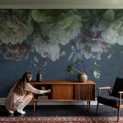 Tapet væg i en blomsteragtig, elegant stil