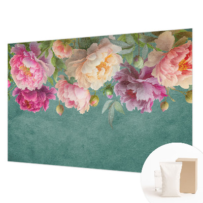 Fotovæg stue med blomsteragtigt motiv