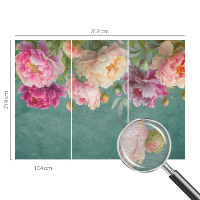 Fotovæg stue med blomsteragtigt motiv