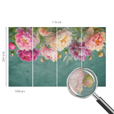 Fotovæg stue med blomsteragtigt motiv
