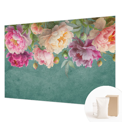 Fotovæg stue med blomsteragtigt motiv