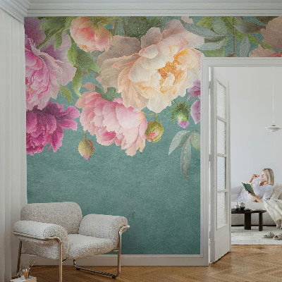 Fotovæg stue Blomsteragtig elegance