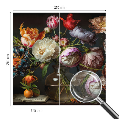 Fotovæg med motiv af en blomsterbuket