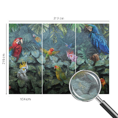 Væg tapet med et eksotisk junglemotiv
