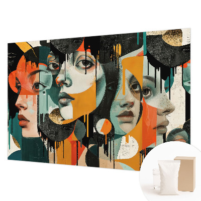 Fototapet stue Farverige ansigter