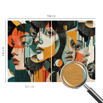 Fototapet stue Farverige ansigter