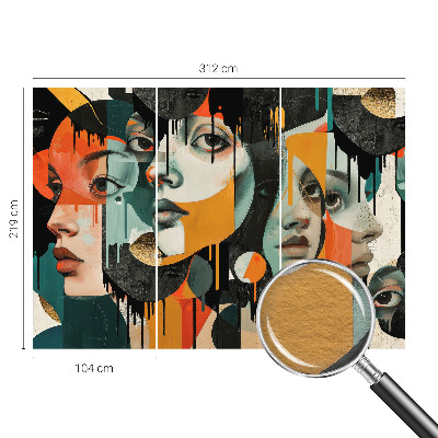 Fototapet stue Farverige ansigter