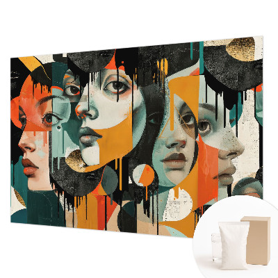 Fototapet stue Farverige ansigter