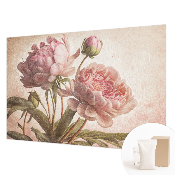 Fotovæg stue Delikate pæoner