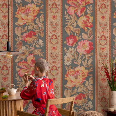 Tapet med farverige blomster