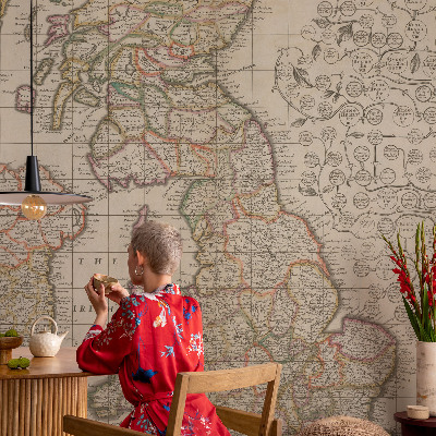 Høj kvalitet fototapet Antik kort