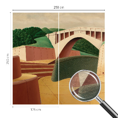 3D fototapet med motiv af et fredeligt landskab