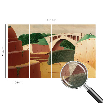 3D fototapet med motiv af et fredeligt landskab