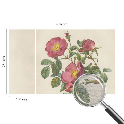 Tapet væg med rosemotiv