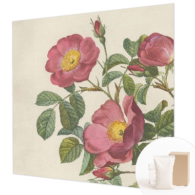 Tapet væg med rosemotiv
