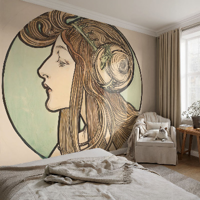 3D fototapet med portræt i jugendstil