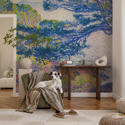 Fototapet soveværelse med et impressionistisk landskabsmotiv