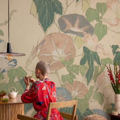 Fotovæg stue Blomsteragtig elegance