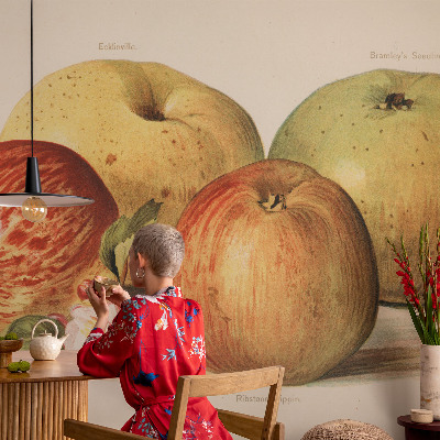 Fotovæg soveværelse med motiv af æbleblomster