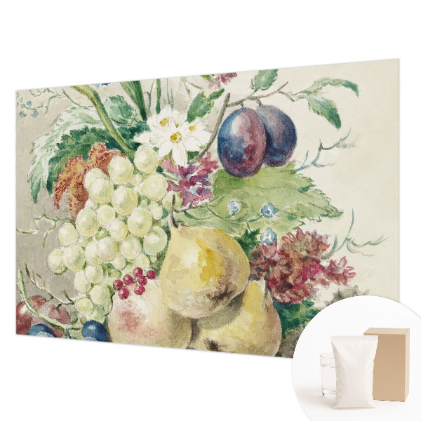 Stor fototapet med blomstermotiv og frugtmotiv