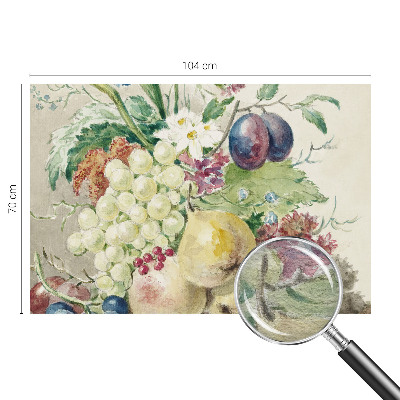Stor fototapet med blomstermotiv og frugtmotiv