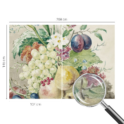 Stor fototapet med blomstermotiv og frugtmotiv