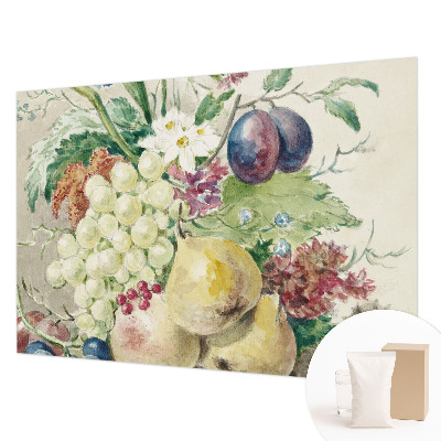 Stor fototapet med blomstermotiv og frugtmotiv