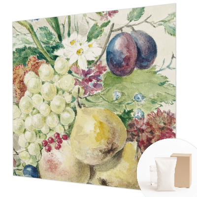 Stor fototapet med blomstermotiv og frugtmotiv