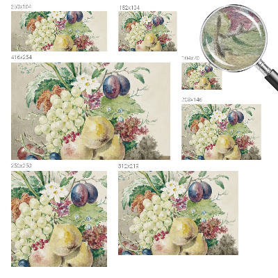 Stor fototapet med blomstermotiv og frugtmotiv
