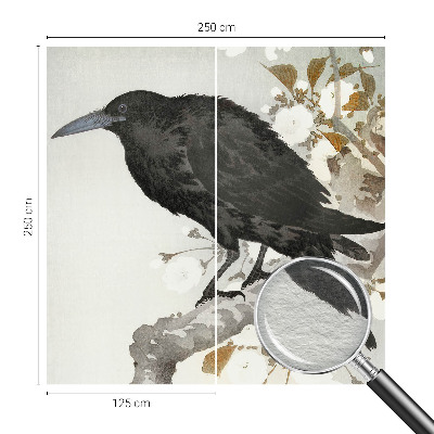 3D fototapet Ravn i blomsterne