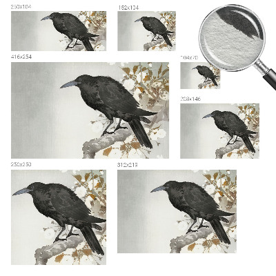 3D fototapet Ravn i blomsterne