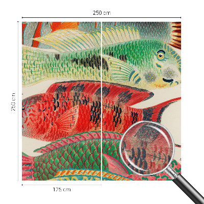Fototapet stue med motiv af eksotiske fisk