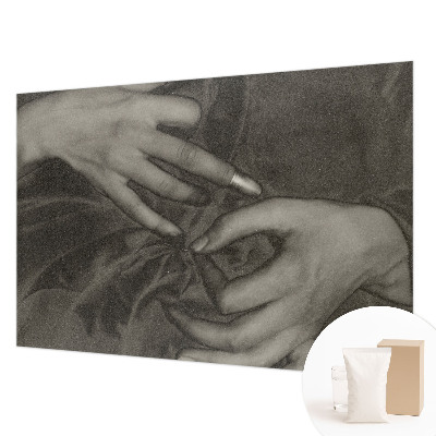 Fotovæg soveværelse Hændernes materiale