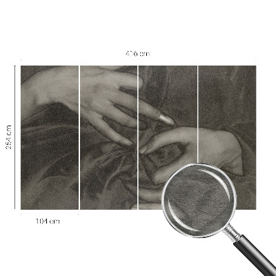 Fotovæg soveværelse Hændernes materiale