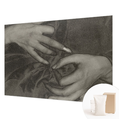 Fotovæg soveværelse Hændernes materiale