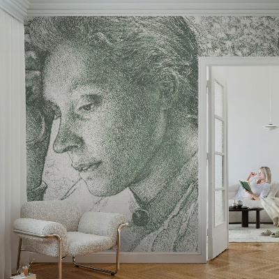 Væg tapet med reflekterende motiv af en kvinde