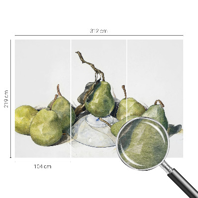 Modern fototapet med akvarelmotiv af pærer