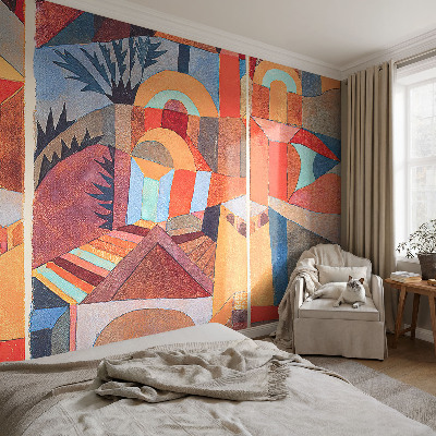 Fototapet med et farverigt mosaikmønster