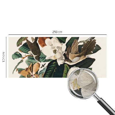 Fotovæg med motiv af fugle og magnolier